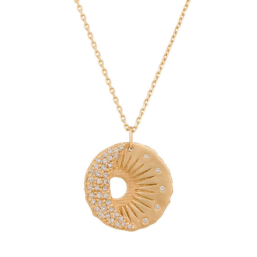 Celine Daoust Gold and Diamond "Sun and Moon" Necklace