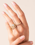 Gold and Diamond Textured Ring