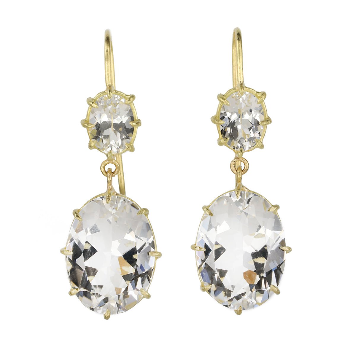 Rosanne Pugliese Gold and White Topaz Double Drop Earrings