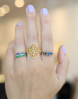 Jacquie Aiche Gold "Antique Waif" Ring with Aquamarines