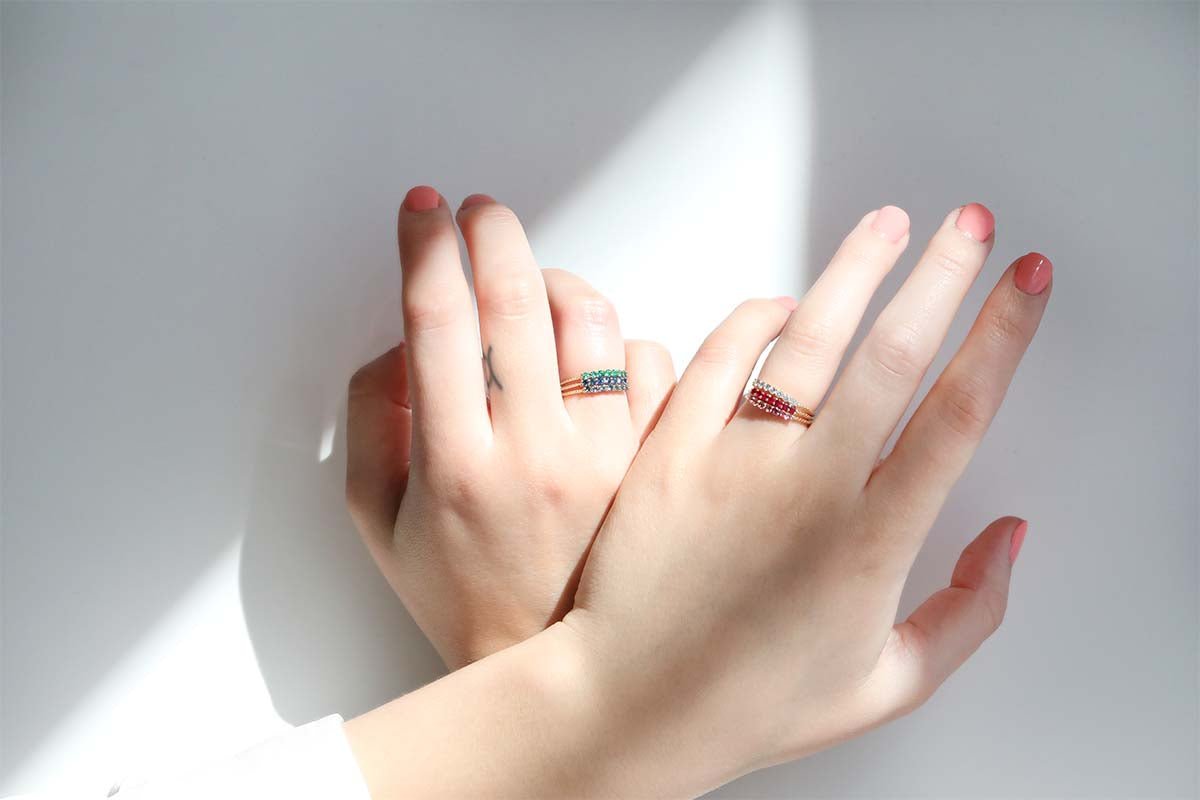Gold "Antique Waif" Ring with Emeralds
