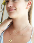 Gold Bar Chain with Five Bezel-Set Diamonds