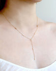 Gold Bar Lariat Necklace with Pave Diamonds - Peridot Fine Jewelry - Zoe Chicco