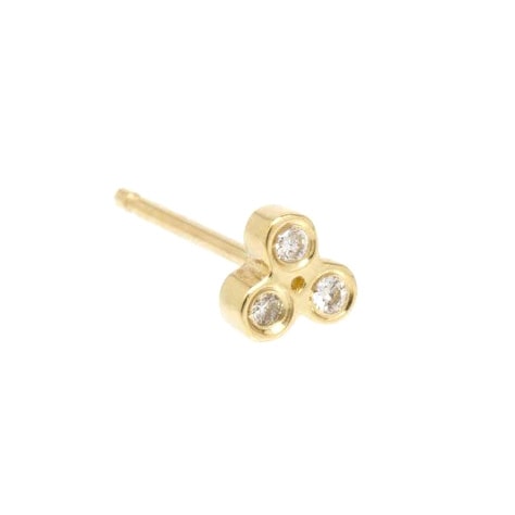 Zoe Chicco Gold Bezel-Set Diamond "Tiny Trio" Stud