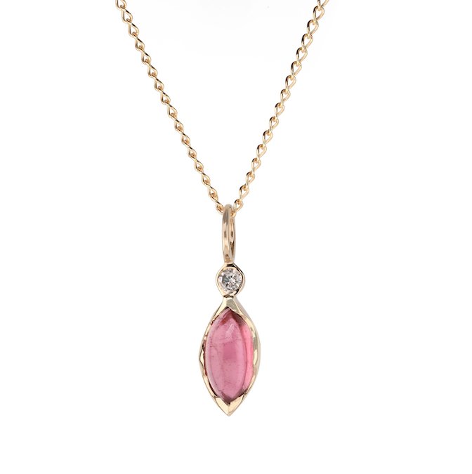 Zahava Gold Bezel-Set Marquise Pink Tourmaline "Talisman" Pendant