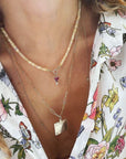 Zahava Gold Bezel-Set Pink Tourmaline "Byrdie Heart" Pendant