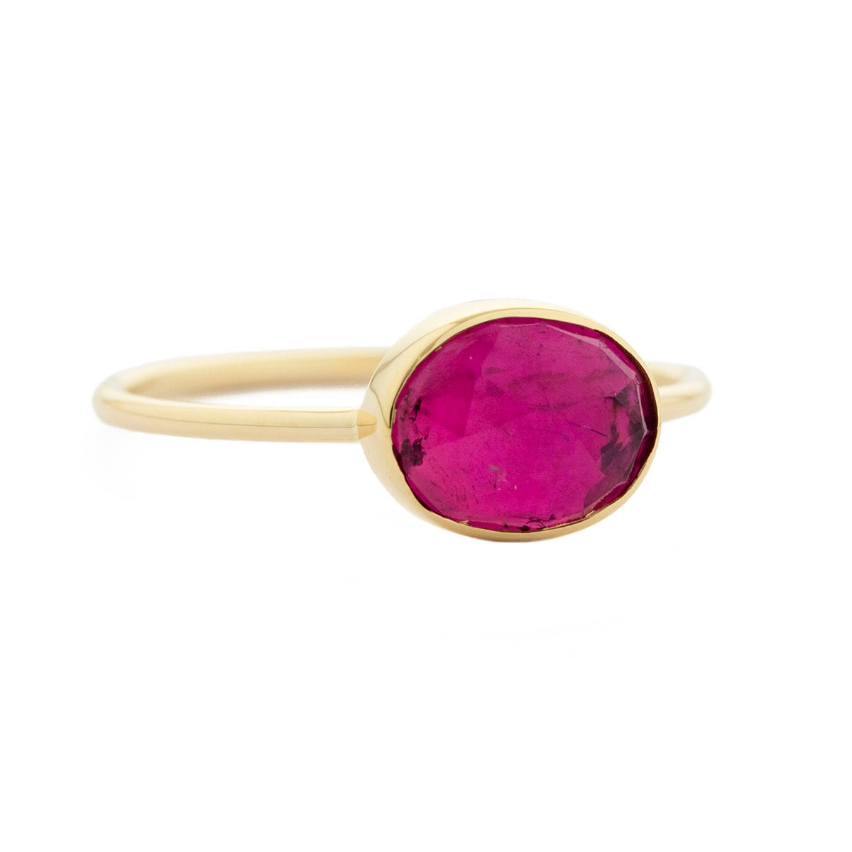 Gold Bezel-Set Pink Tourmaline "Faye" Ring