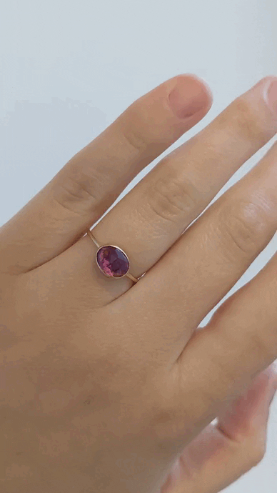 Gold Bezel-Set Pink Tourmaline "Faye" Ring