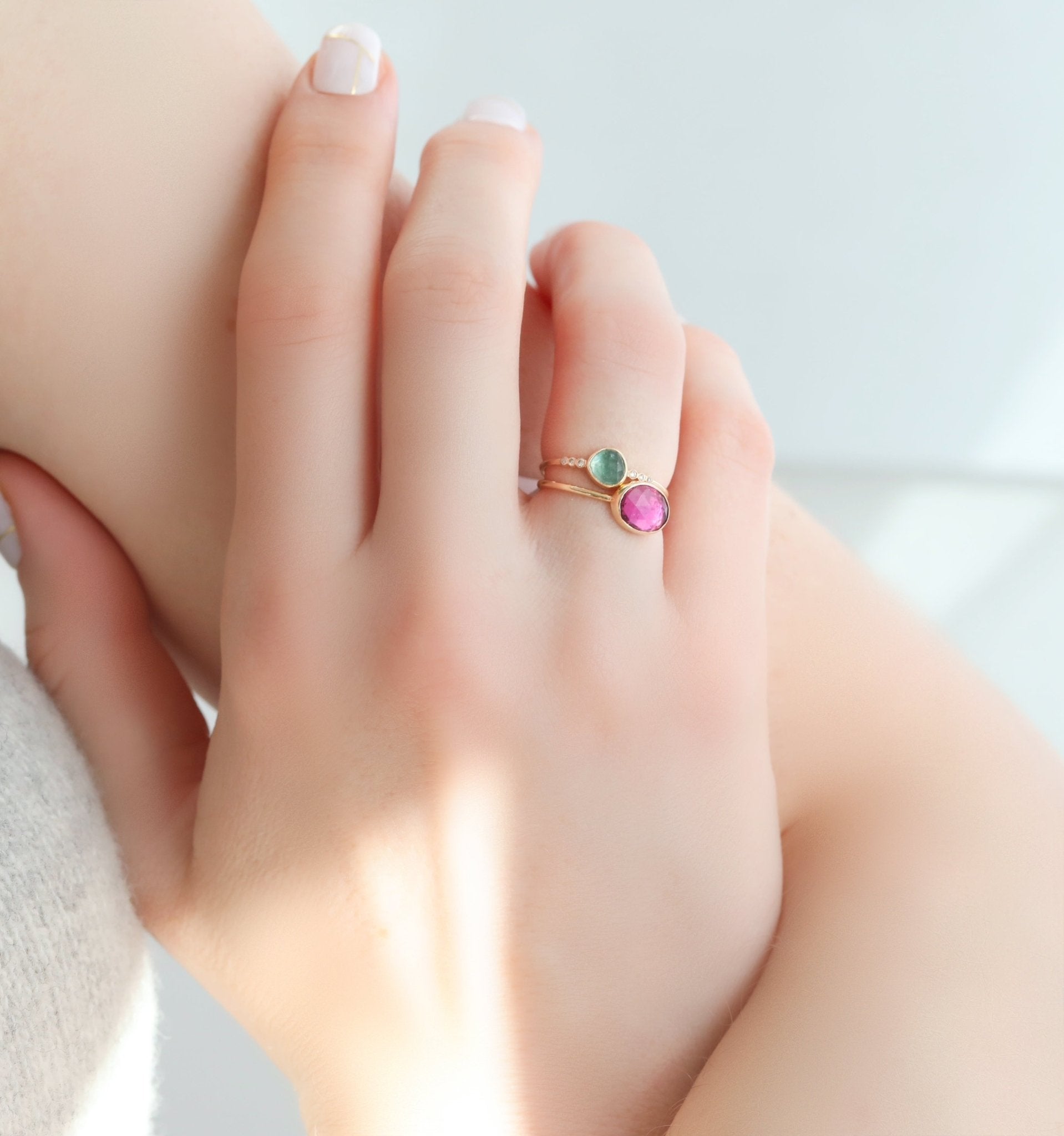 Gold Bezel-Set Pink Tourmaline "Faye" Ring