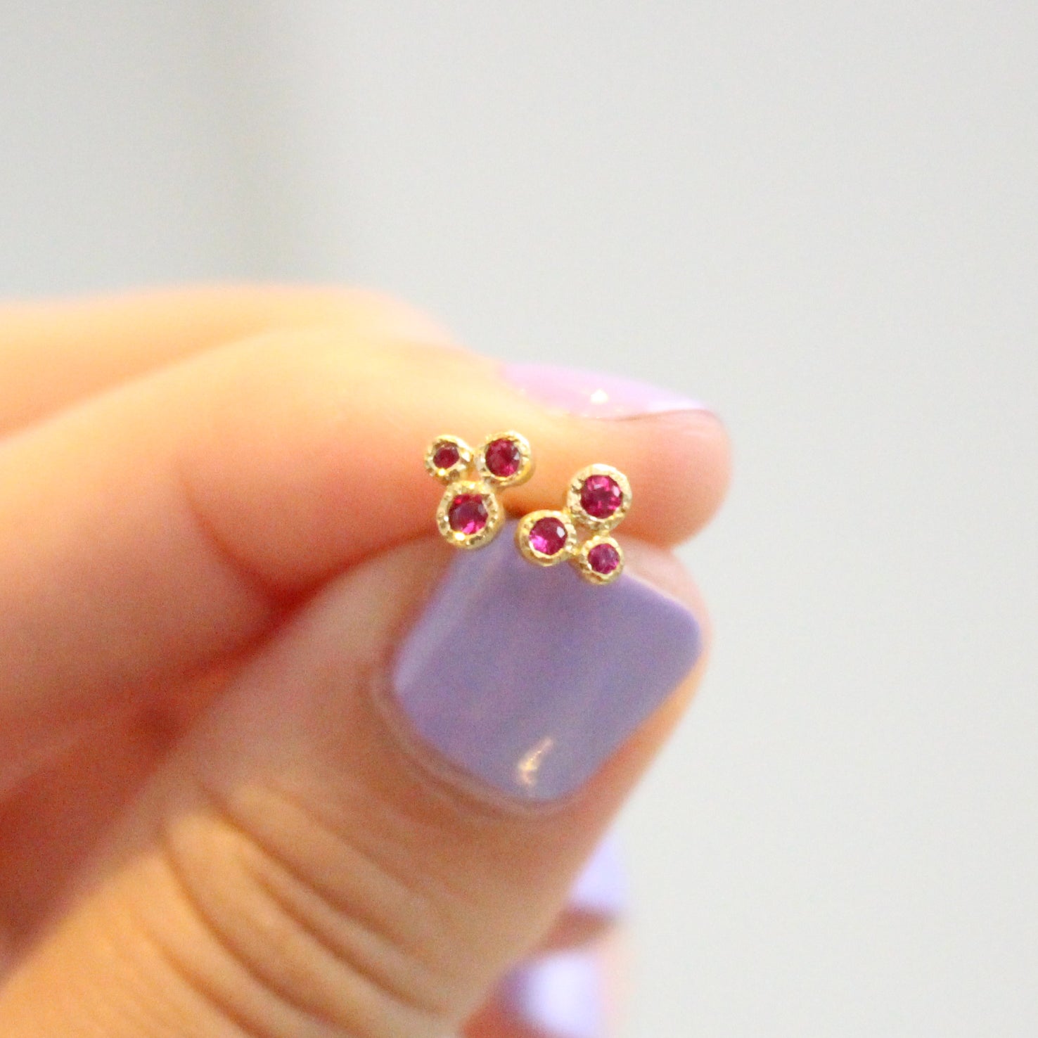 Yasuko Azuma Gold Bezel-Set Ruby Trio Stud