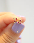 Yasuko Azuma Gold Bezel-Set Ruby Trio Stud