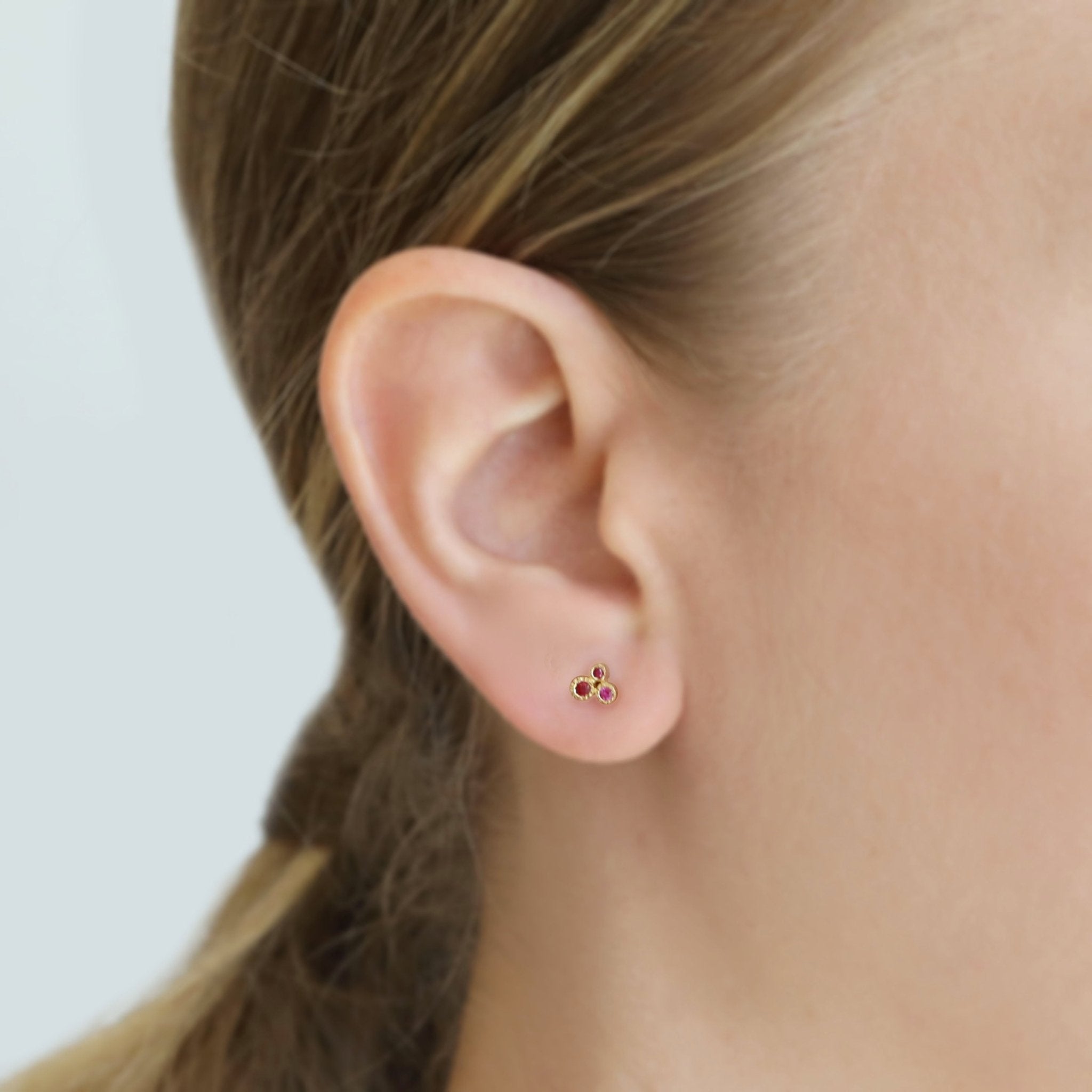Yasuko Azuma Gold Bezel-Set Ruby Trio Stud