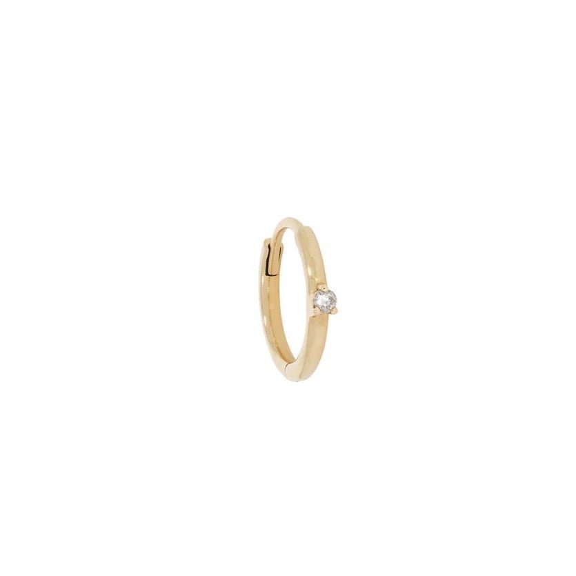 Gold Click Hoop with Prong-Set White Diamond - Peridot Fine Jewelry - Metier by Tomfoolery