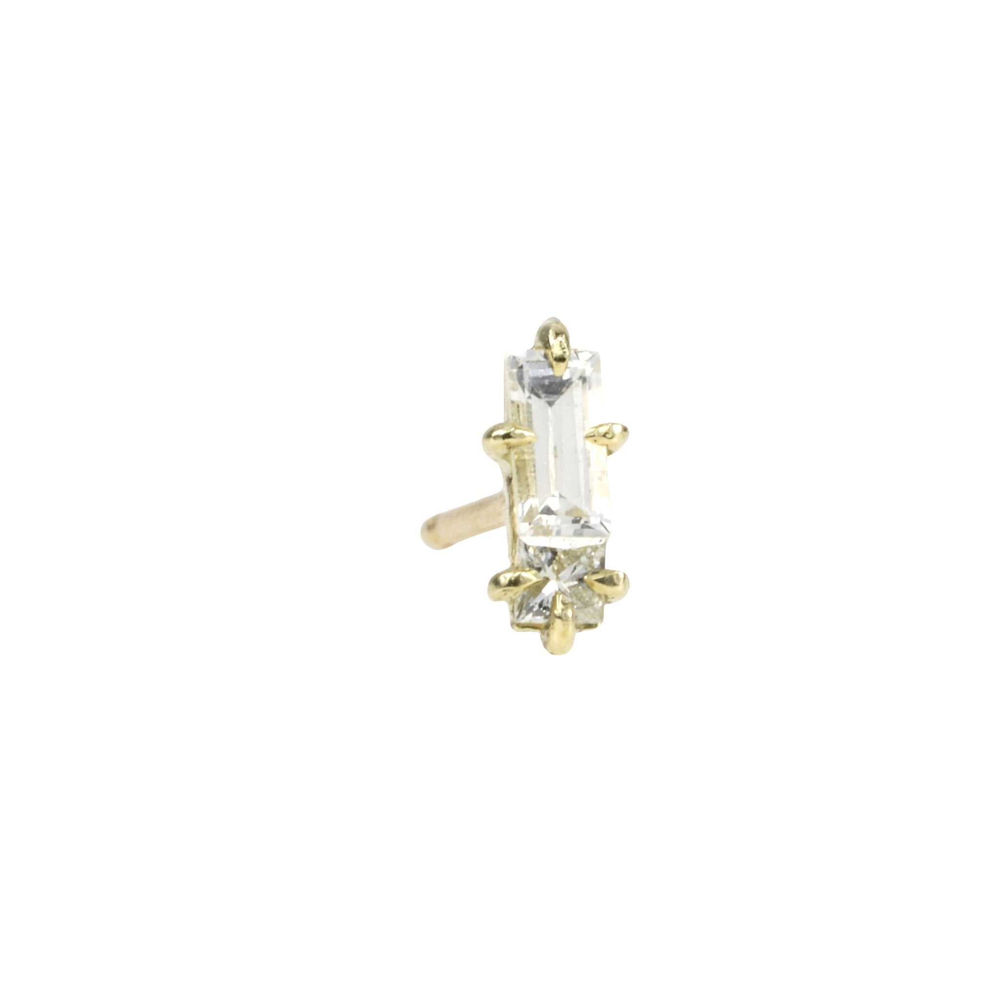 ILA Gold "Double Trouble" Diamond & White Sapphire Stud