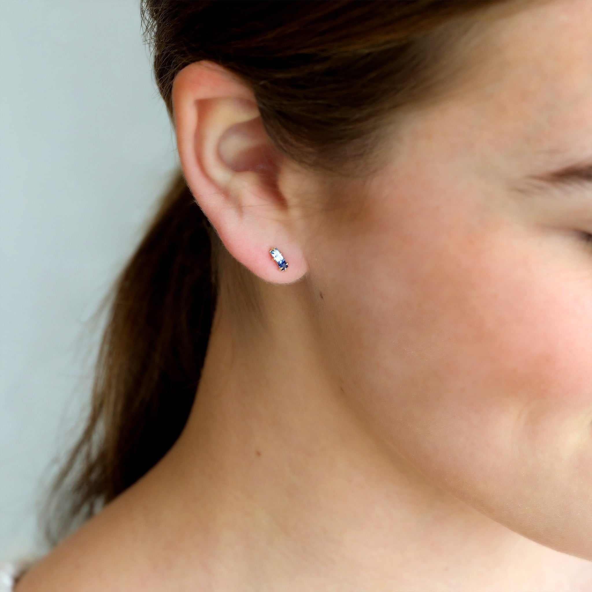 ILA 14 Karat Yellow Gold "Double Trouble" Sapphire Stud