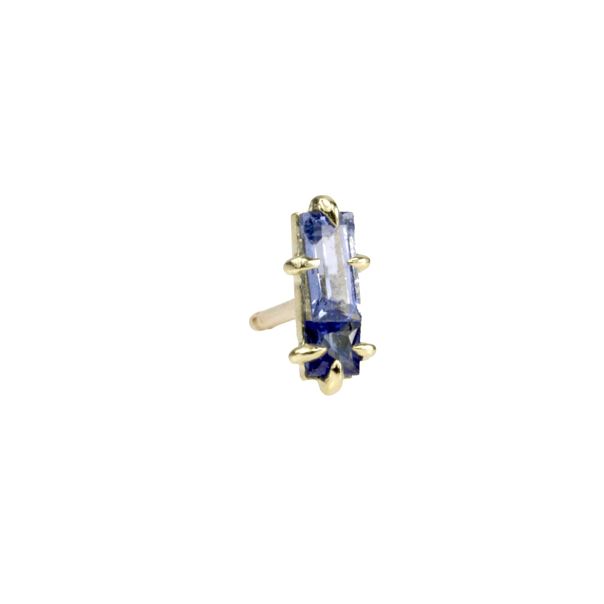 ILA 14 Karat Yellow Gold "Double Trouble" Sapphire Stud