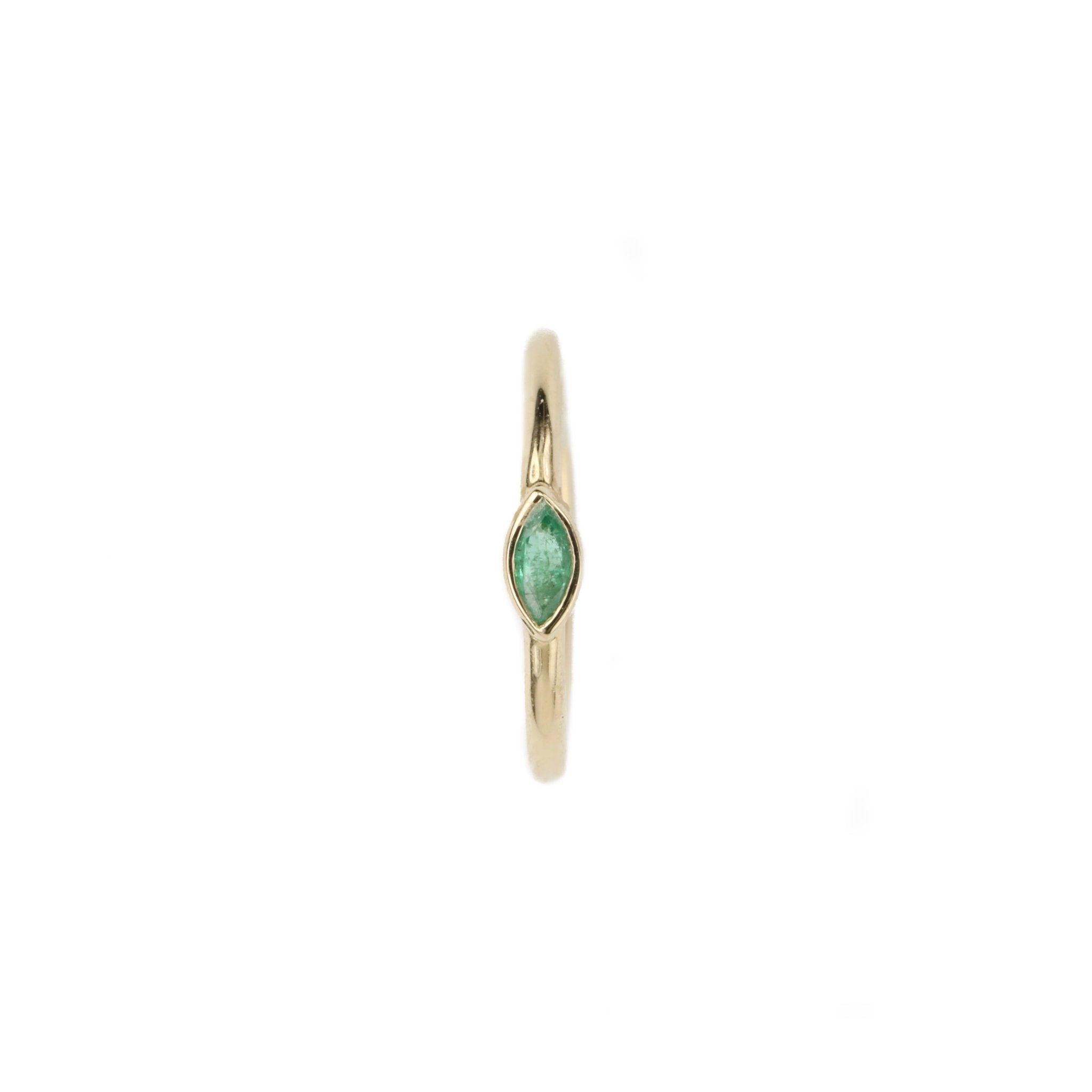 Jacquie Aiche Gold Emerald Marquise Hoop Earring