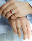 Gold Engraved "Cobra" Ring with Ruby & Diamonds - Peridot Fine Jewelry - Celine Daoust