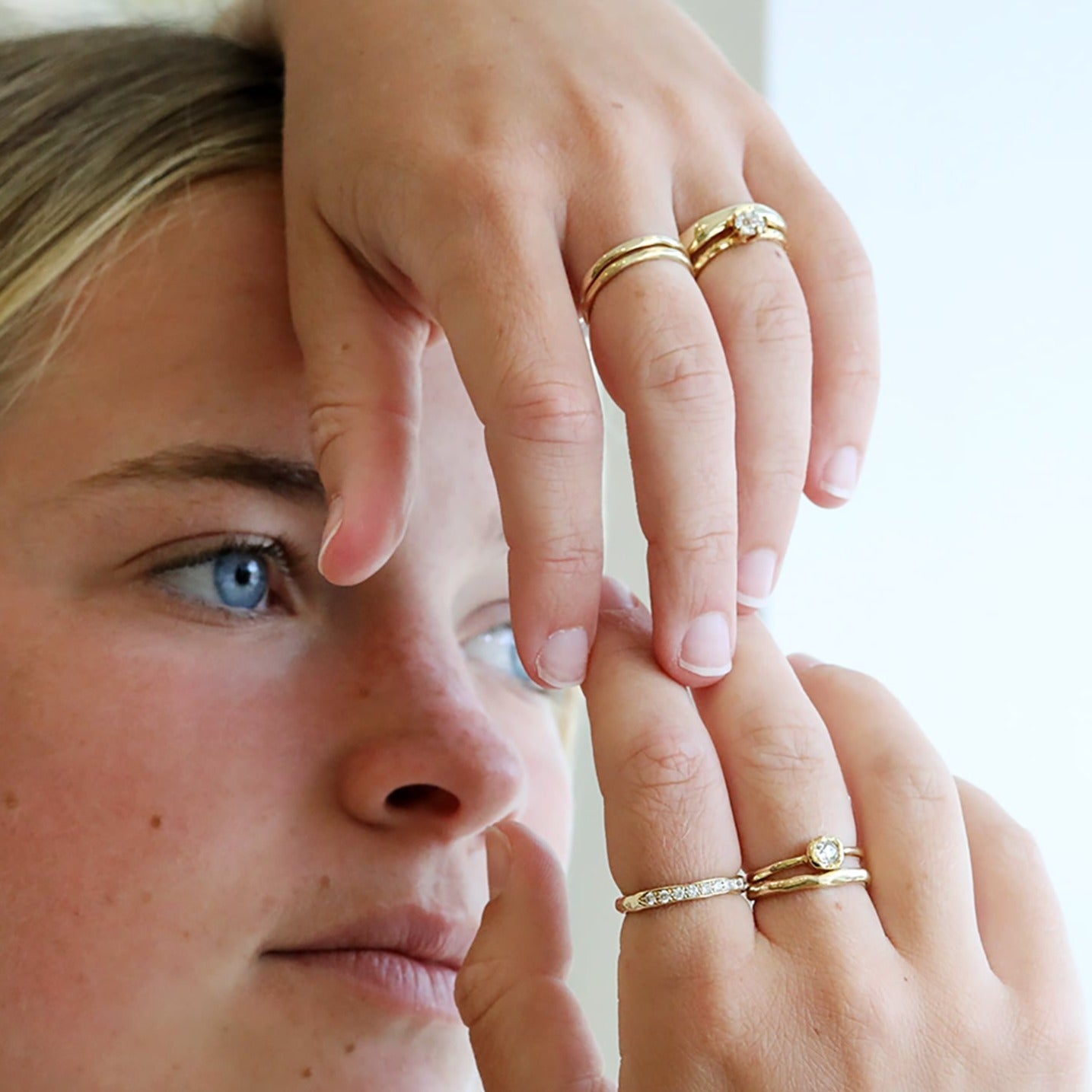 Johanna Brierley Gold European Cut Diamond Ring on Melt Band