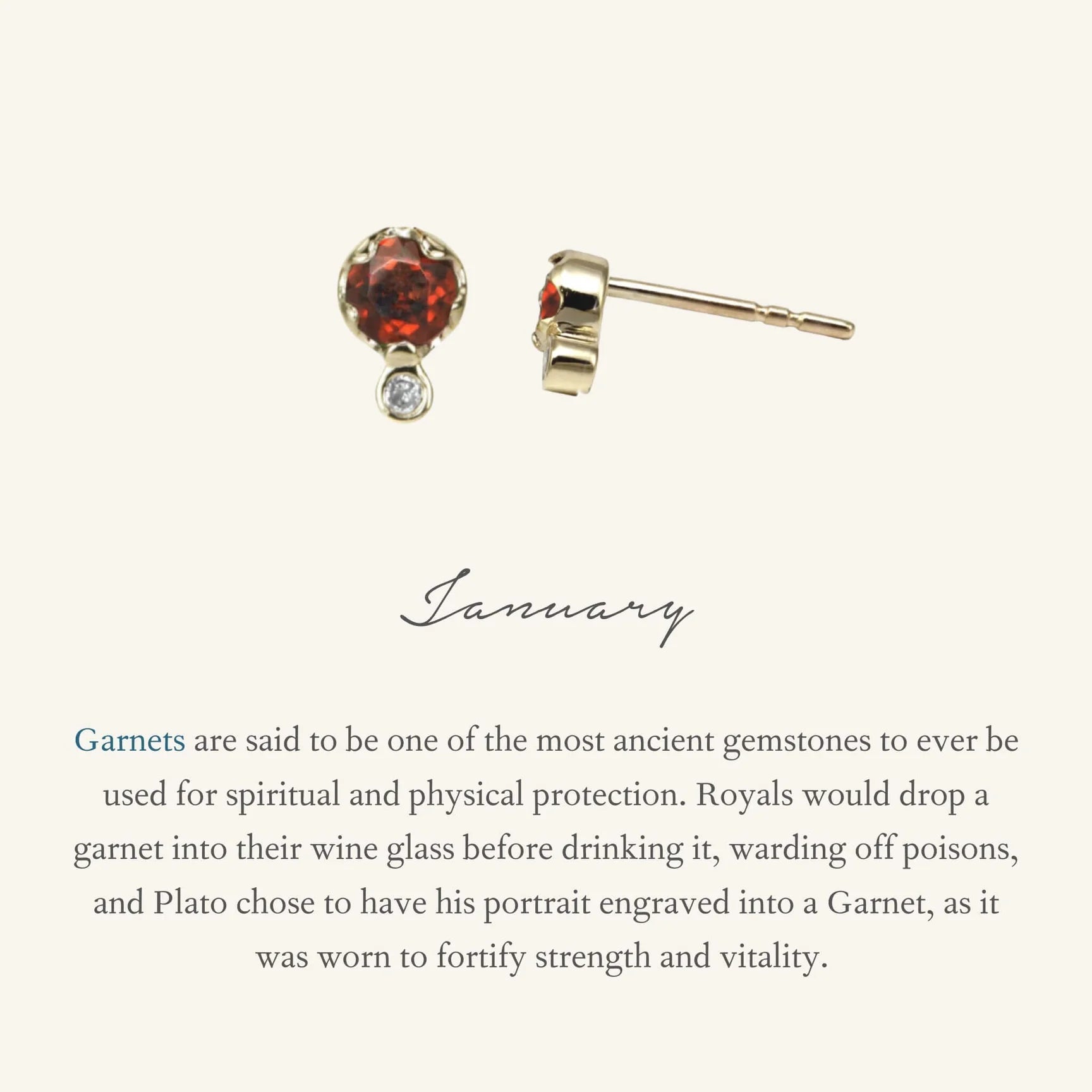 Zahava Gold Garnet and Diamond Birthstone Studs