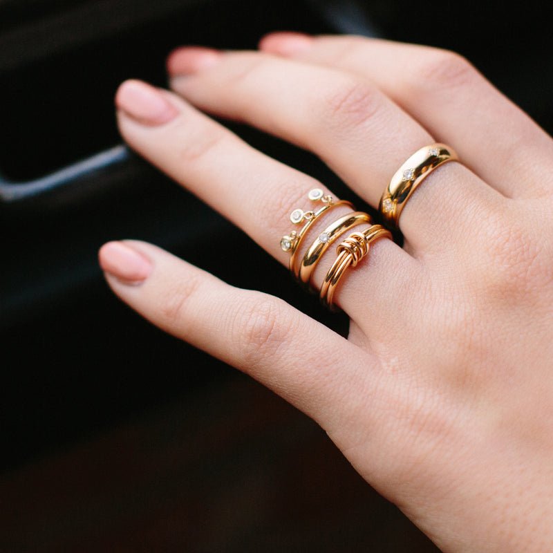 Zoe Chicco Gold Half-Round Ring with Star-Set Diamond