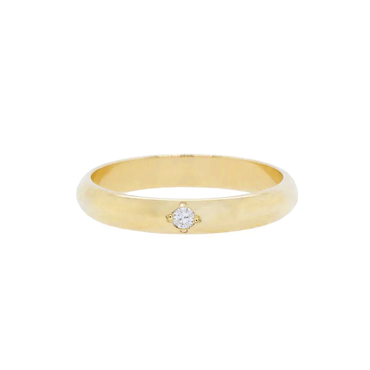Zoe Chicco Gold Half-Round Ring with Star-Set Diamond