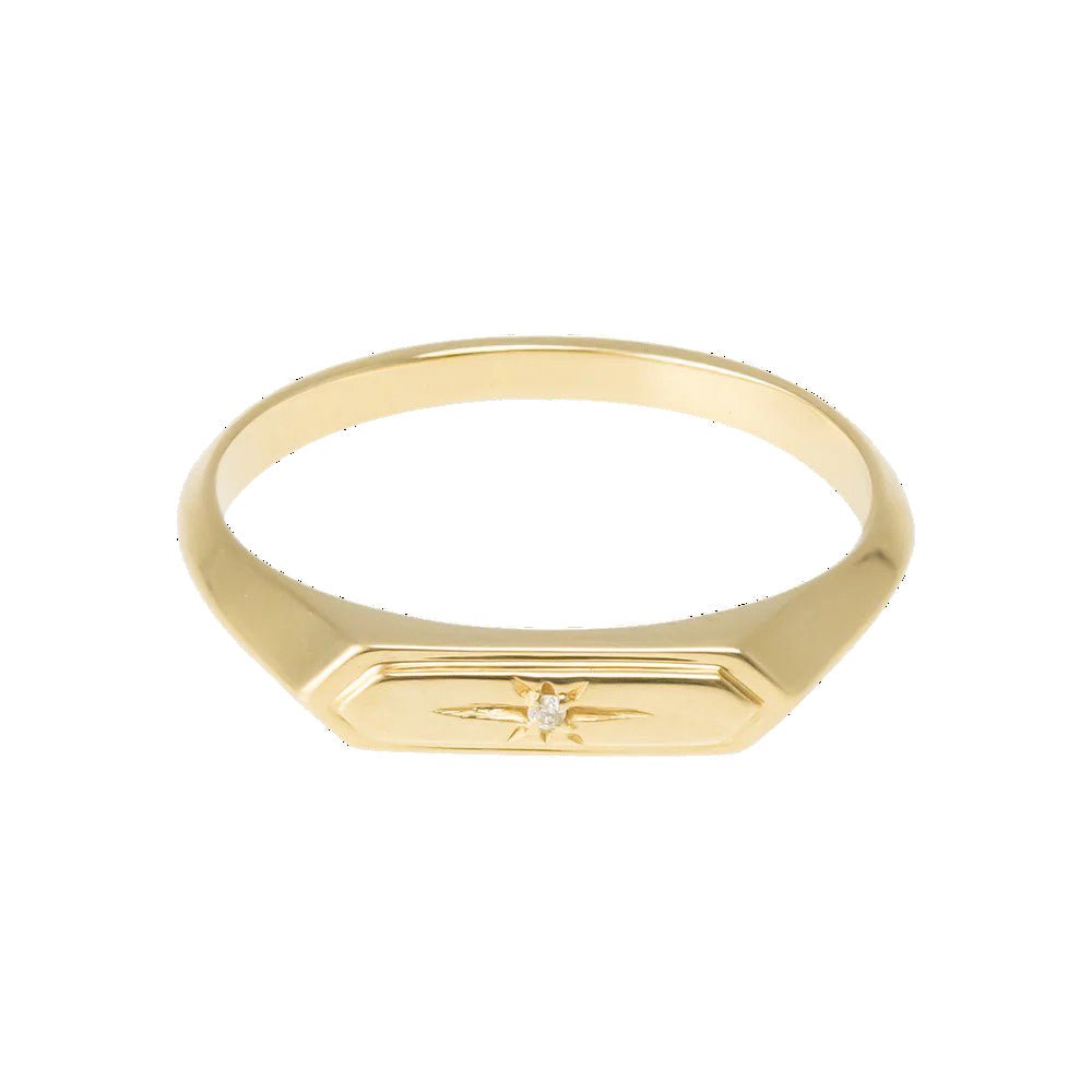 Gold Hexagonal "Astra" Ring with Star-Set Diamond - Peridot Fine Jewelry - Metier by Tomfoolery
