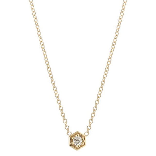 Zoe Chicco Gold Hexagonal Prong-Set Diamond Necklace