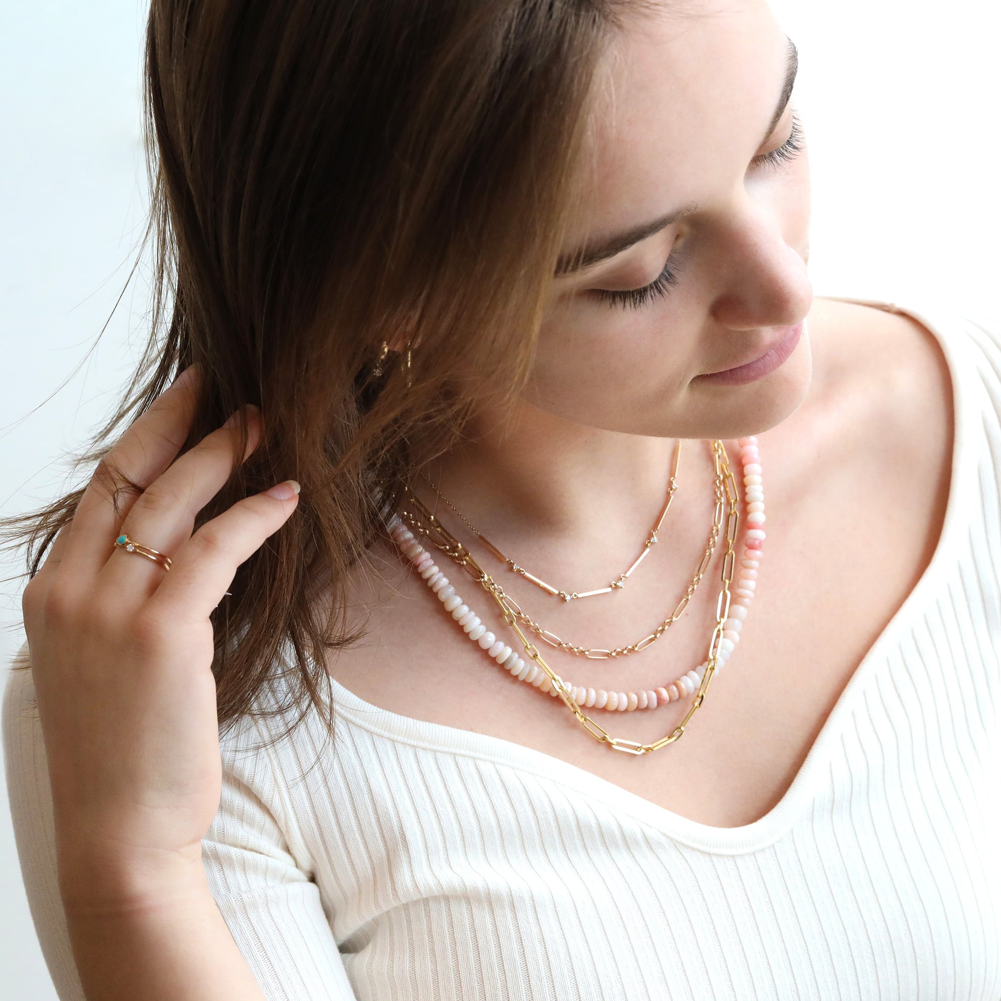 Gold Hollow Large Paperclip Chain Necklace - 18" Length