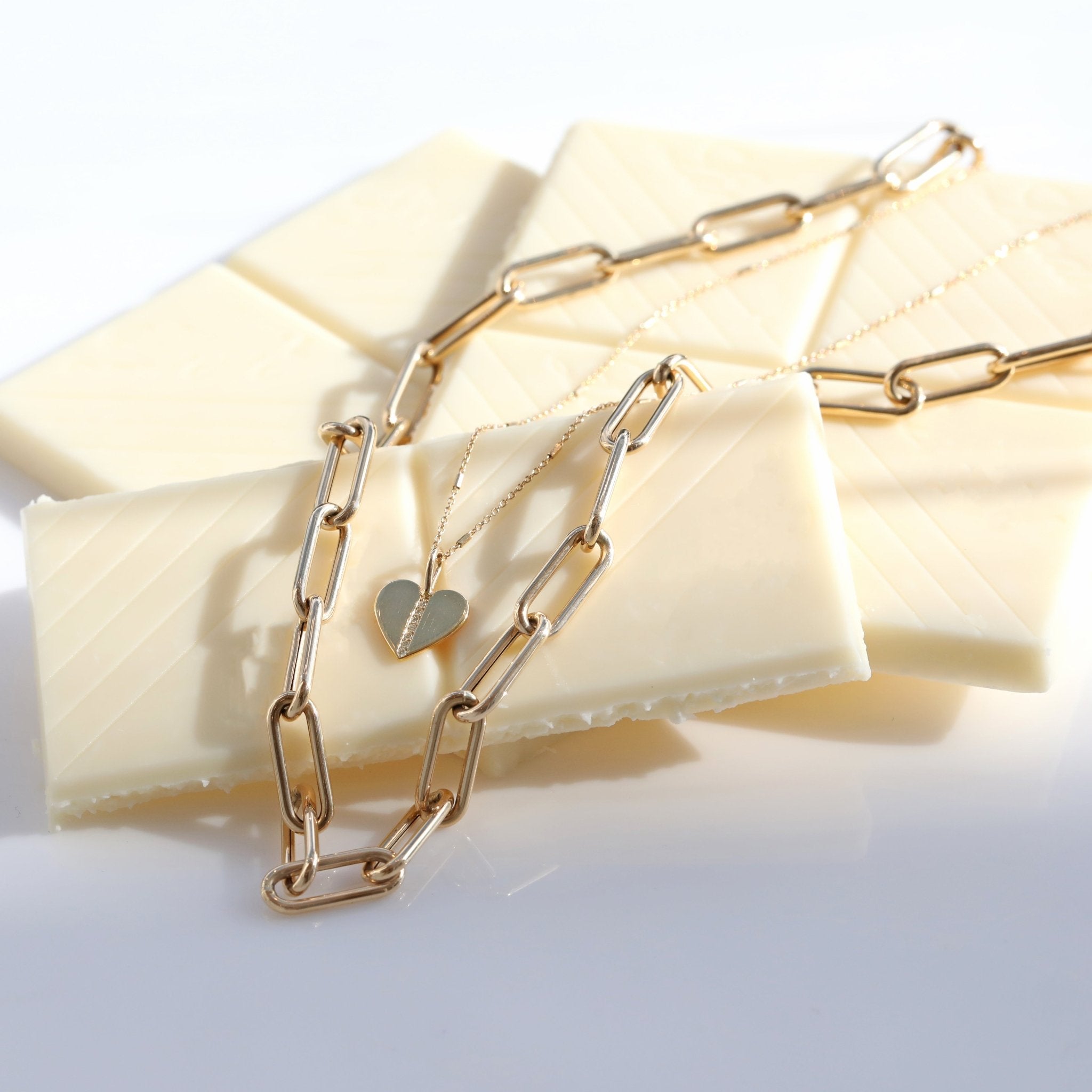 Gold Hollow Large Paperclip Chain Necklace - 18" Length