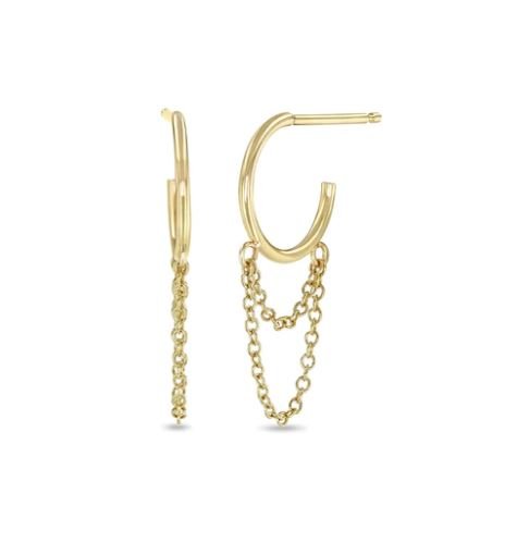 Chain drop huggie earrings deals