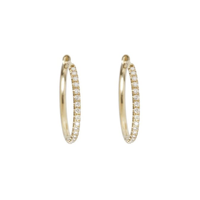 Gold Large Hinged Pave Diamond Hoop Earrings - Peridot Fine Jewelry - Zoe Chicco