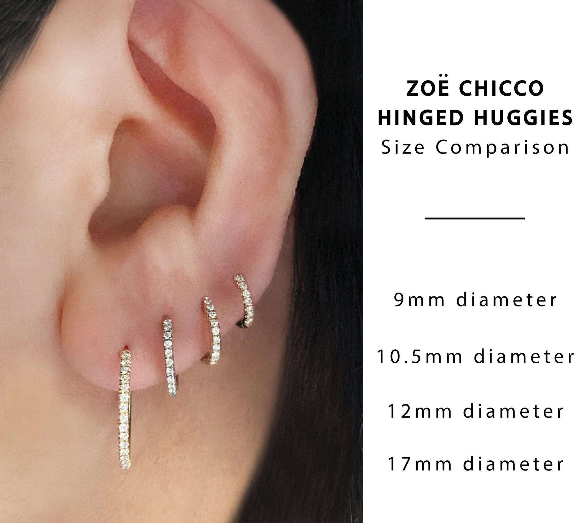 Gold Large Hinged Pave Diamond Hoop Earrings - Peridot Fine Jewelry - Zoe Chicco