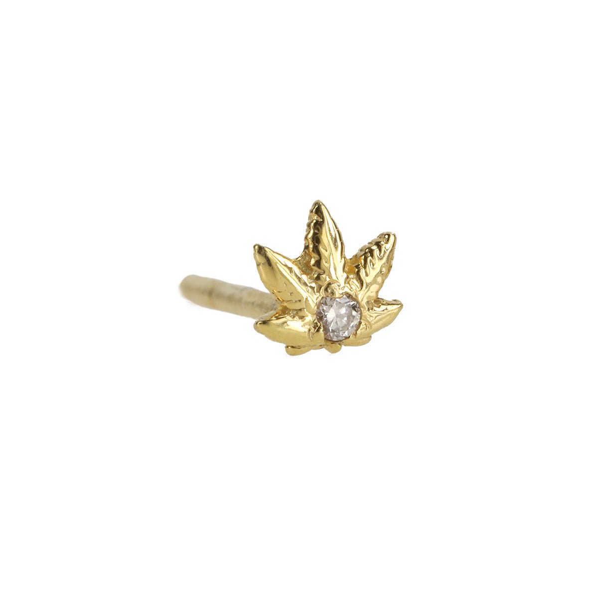 Renata Collection Gold "Leaf" Studs with Diamond Detail