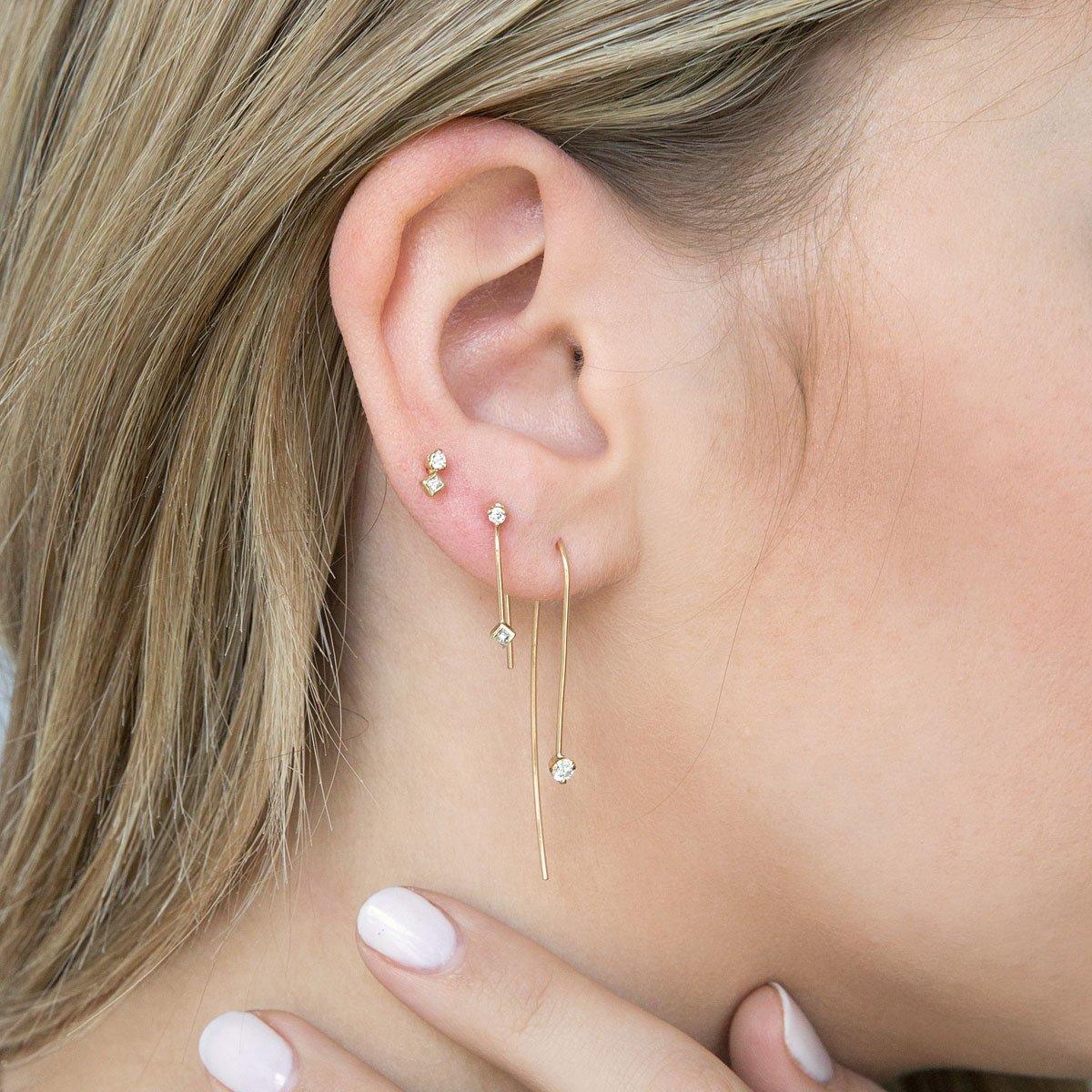 Zoe Chicco Gold Mixed Diamond Post Earrings