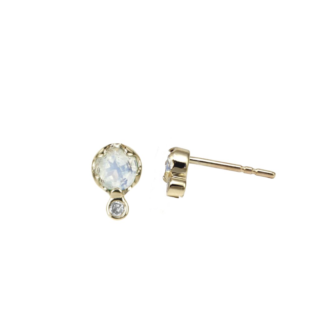 Zahava Gold Moonstone & Diamond Birthstone Studs
