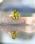 Rosanne Pugliese Gold Multi-Prong Large Vertical Oval Peridot Ring