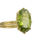 Rosanne Pugliese Gold Multi-Prong Large Vertical Oval Peridot Ring