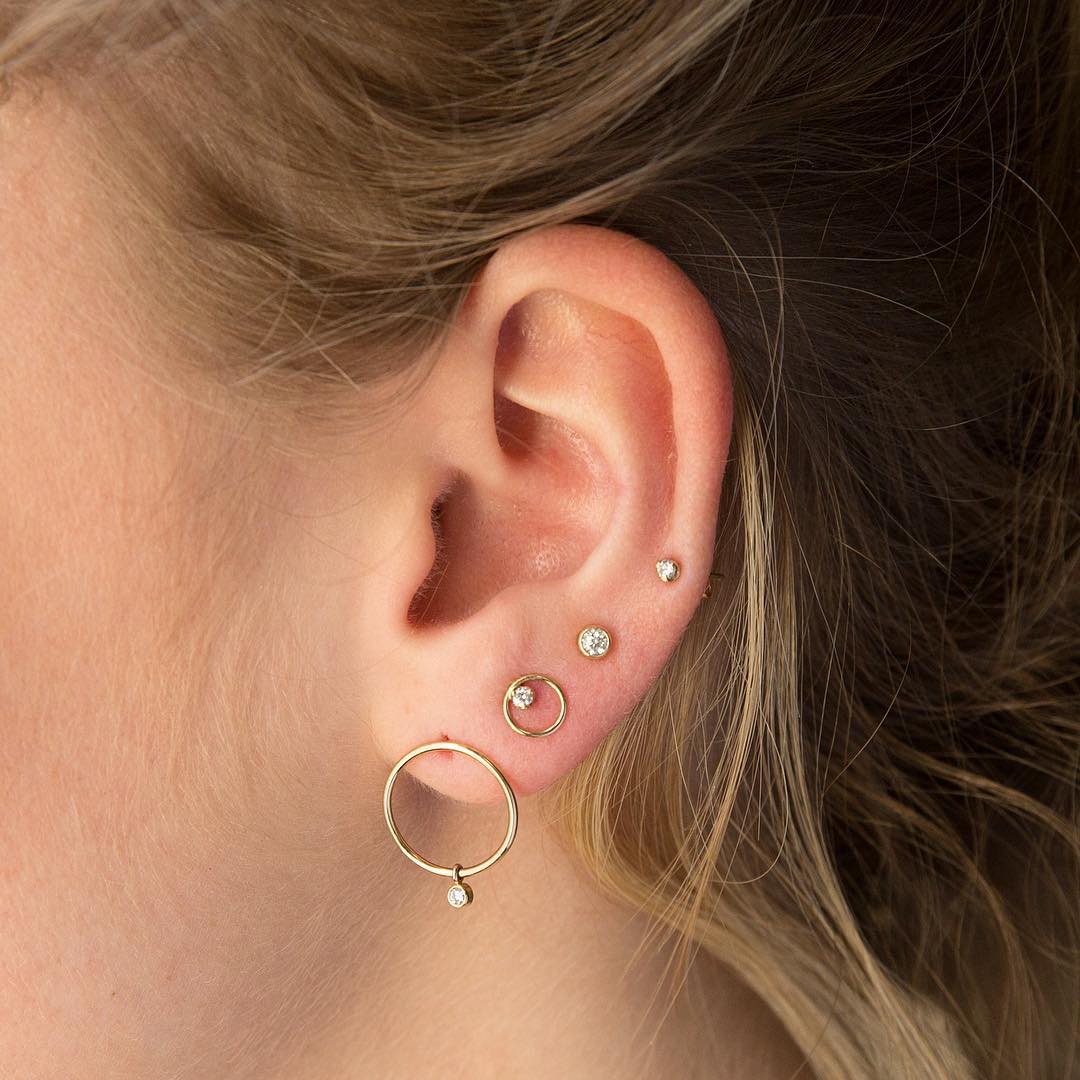 Zoe Chicco Gold "Open Circle" Earrings with Diamonds