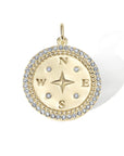 Gold Pave Diamond Compass Pendant with Diamond Inlay - Peridot Fine Jewelry - Zahava