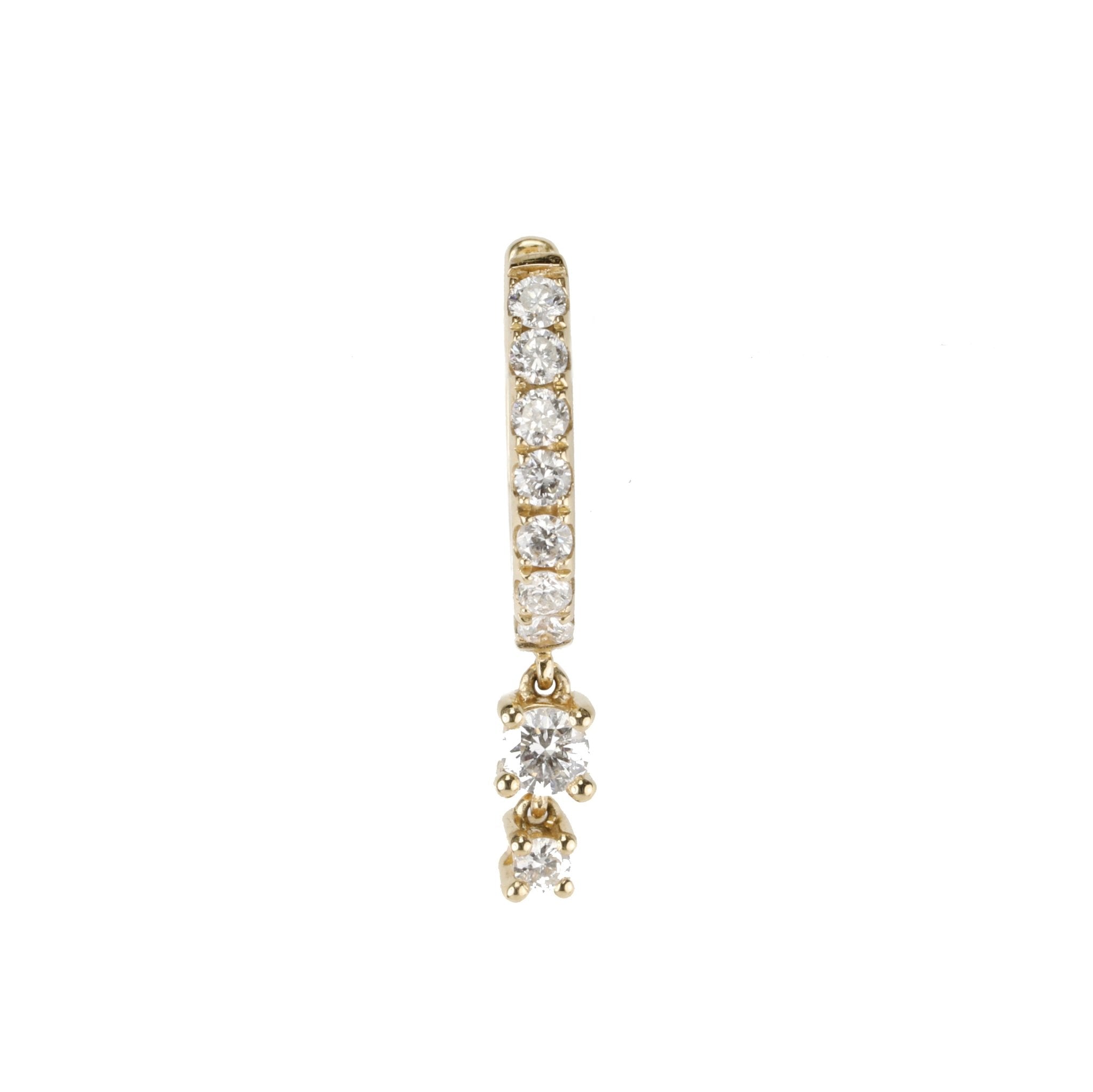Jacquie Aiche Gold Pave Diamond Mini Oval Hoop Earring with Double Diamond Dangle