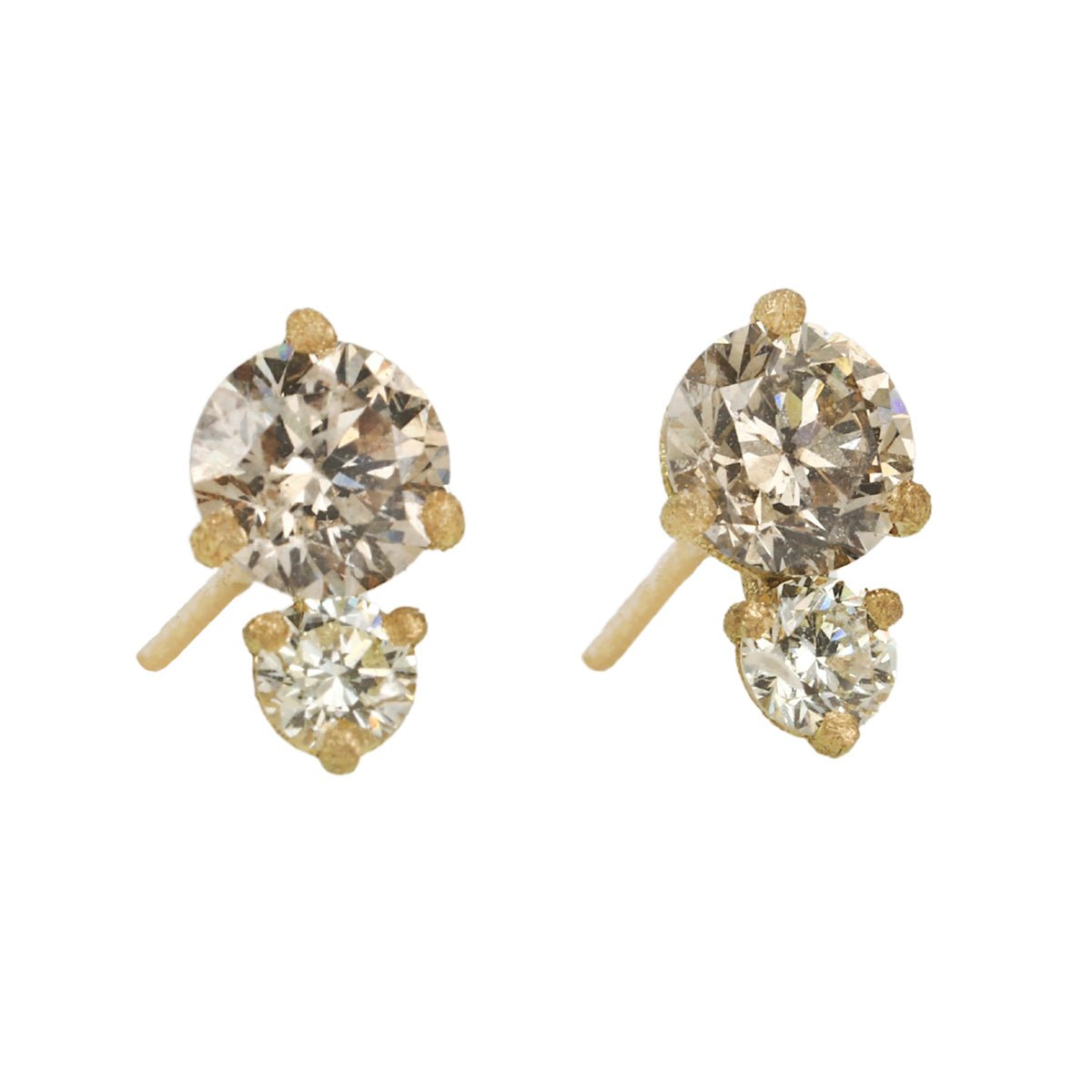 TAP by Todd Pownell Gold Prong-Set Champagne Double Diamond Studs