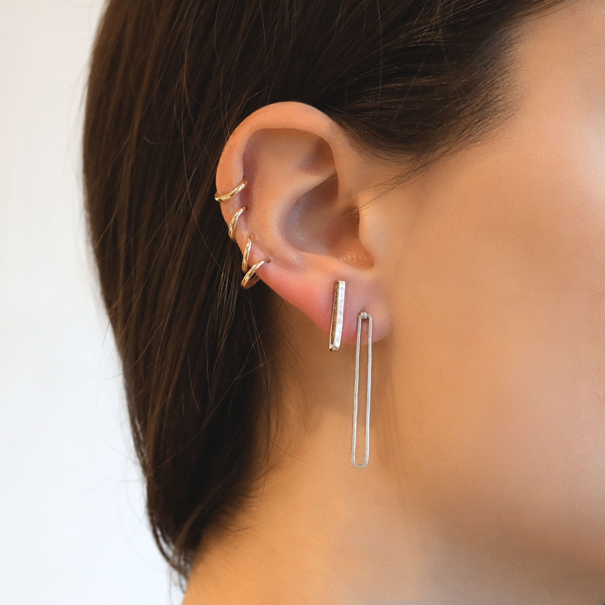 Sarah Macfadden "Alice" Gold Rectangle Drop Post Earrings