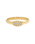 Zoe Chicco Gold Small Oval "Signet" Pinky Ring with Pave Diamonds