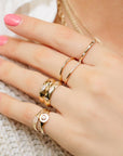 Zoe Chicco Gold Small Oval "Signet" Pinky Ring with Pave Diamonds