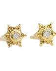 Renata Collection Gold "Star" Stud Earrings with Bezel-Set Diamond Center