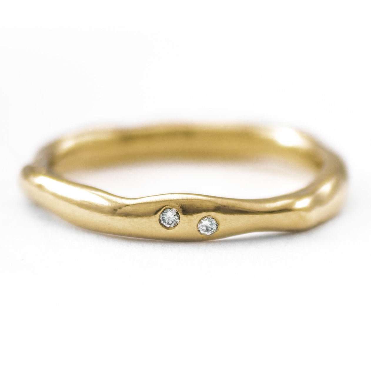 Johanna Brierley Gold Thin Melt Band with Two Diamonds