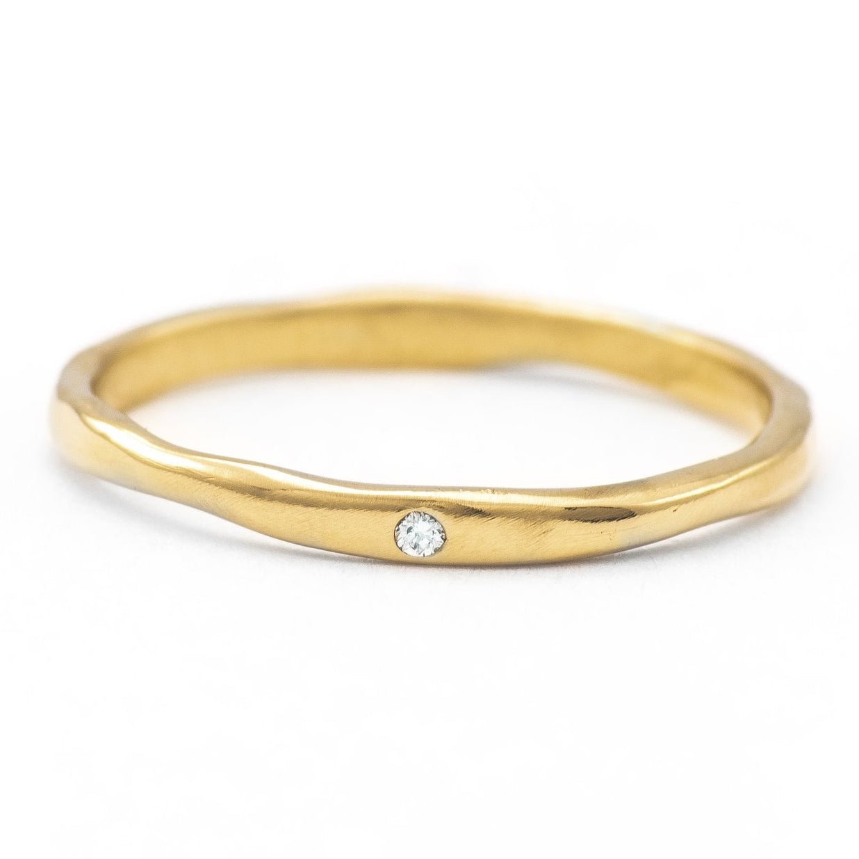 Gold Thinnest Melt Band with One Diamond