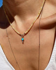 Gold Turquoise "Byrdie" Heart Pendant with Diamond Detail