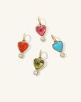Gold Turquoise "Byrdie" Heart Pendant with Diamond Detail